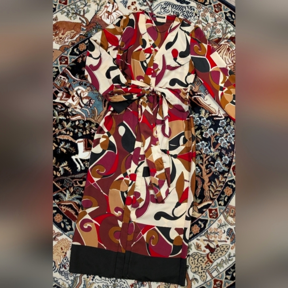 Zara Long Sleeve Dress - Multicolor Abstract - Picture 2 of 4